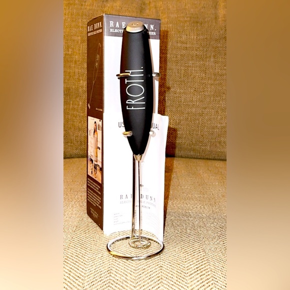 Rae Dunn Black Electric Milk Frother & Stand Model RDBL14 - Picture 1 of 3